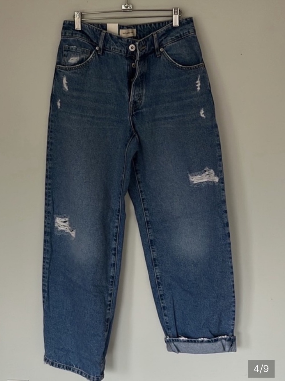 Outland Mid Rise Classic Blue Distressed Women's Jeans $125 - Picture 4 of 8
